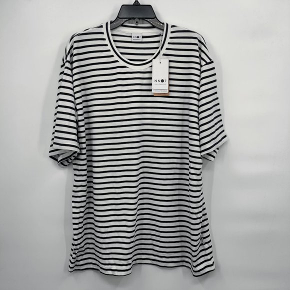NNO 7 Men's Stripes T-Shirt Navy/White XXL - Picture 1 of 8